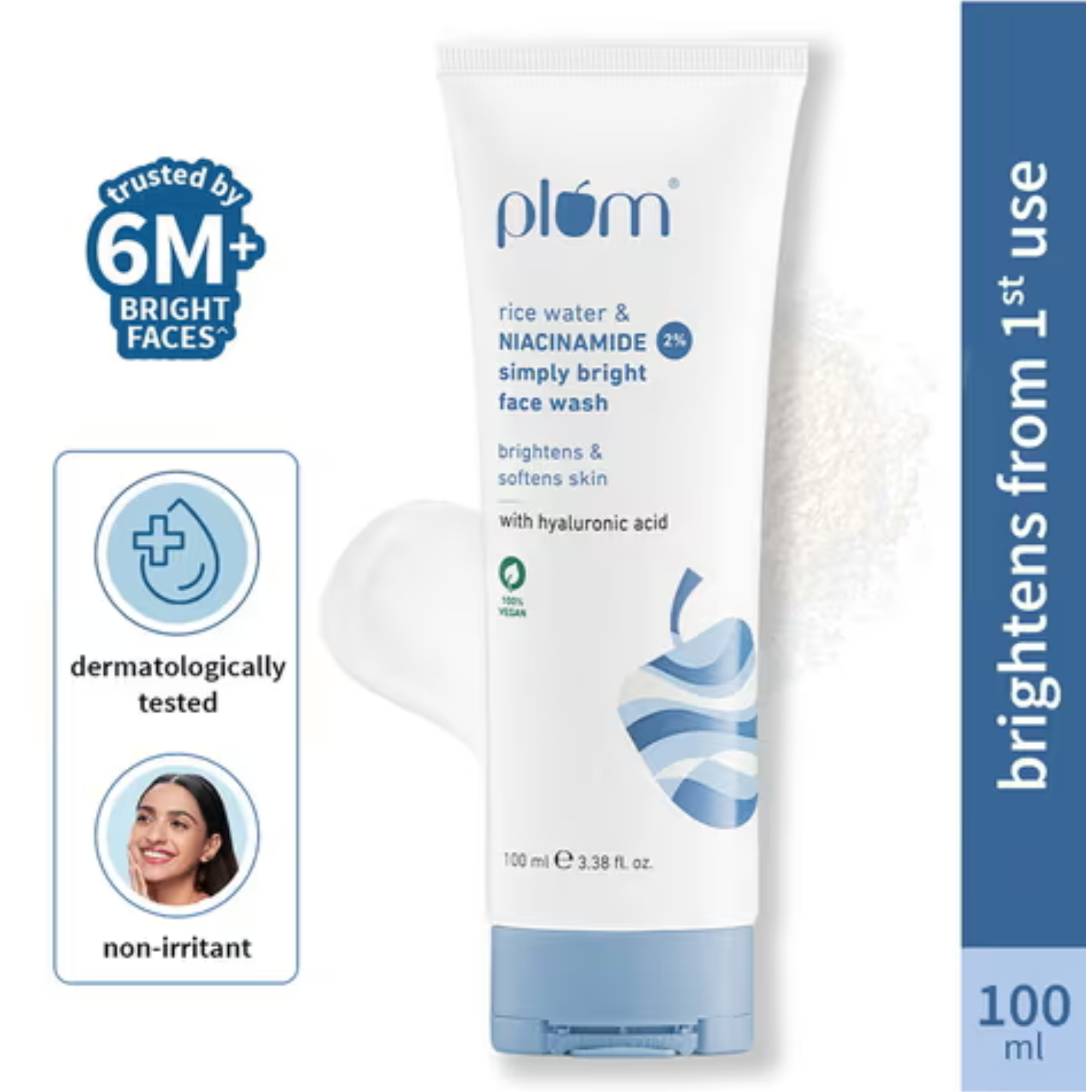 PLUM Bright 2 Niacinamide Face Wash With Rice Wate...